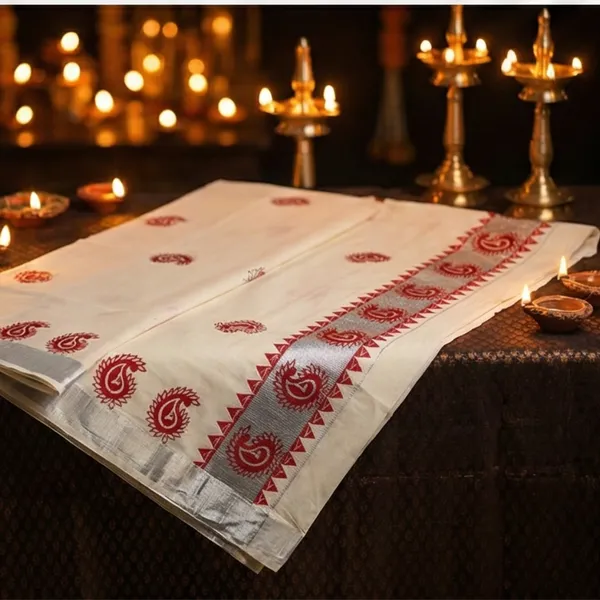 Ivory_Off_White_With_Red_Motifs_&_Silver_Border_Surya_Rekha_Kerala_Kasavu_Saree