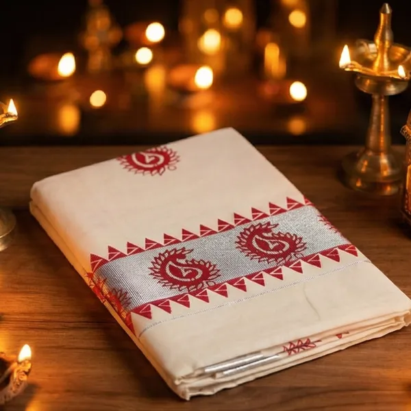 Ivory_Off_White_With_Red_Motifs_&_Silver_Border_Surya_Rekha_Kerala_Kasavu_Saree