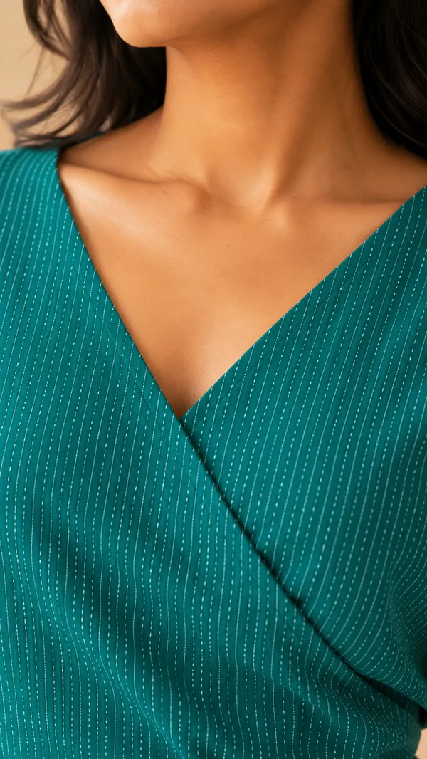 Teal_Dotted_Wrap_Knot_Top