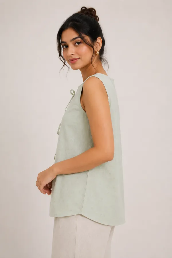 The_Romantic_Bow-Front_Sleeveless_Top