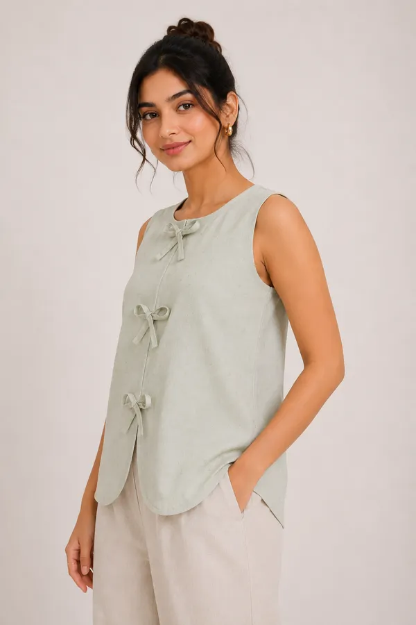 The_Romantic_Bow-Front_Sleeveless_Top