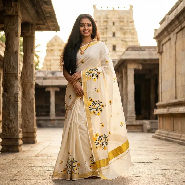 Off_White_Multicolor_Gold_Varna_Chitra_Kasavu_Hand_Embroidered_Kerala_Kasavu_Saree
