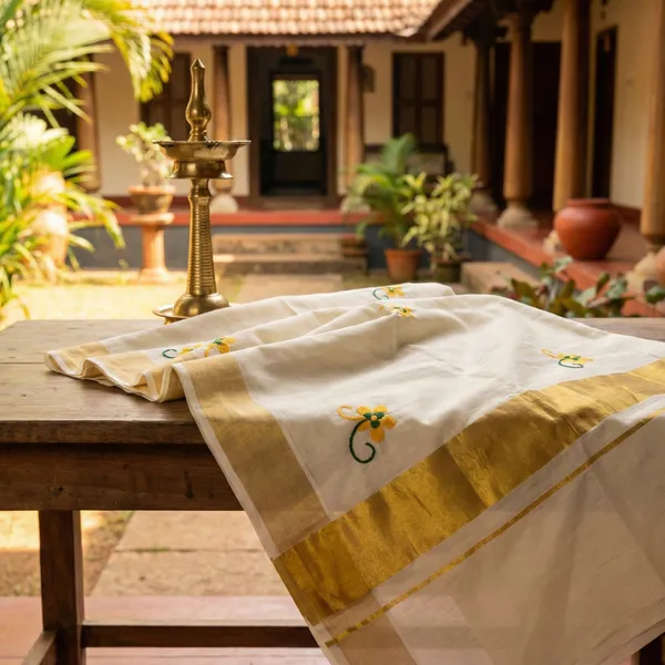 Off_White_Multicolor_Gold_Varna_Chitra_Kasavu_Hand_Embroidered_Kerala_Kasavu_Saree