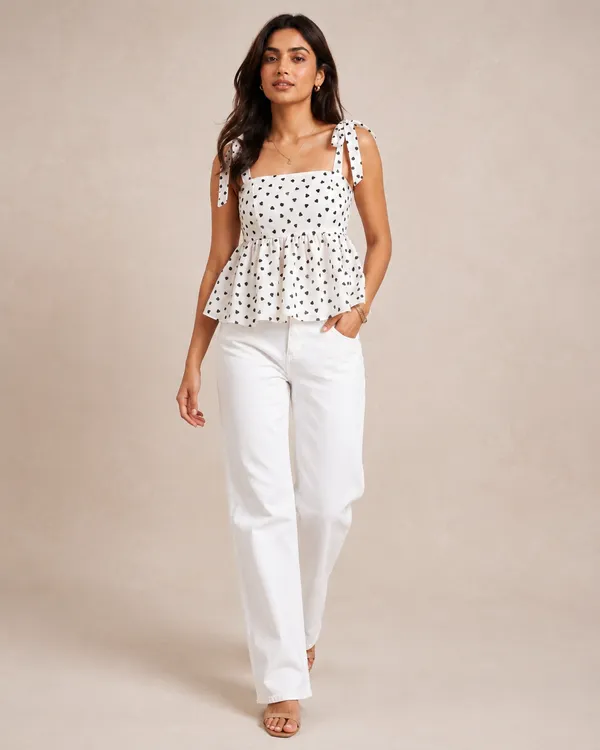 Women's_White_Heart_Print_Tie-Strap_Peplum_Top