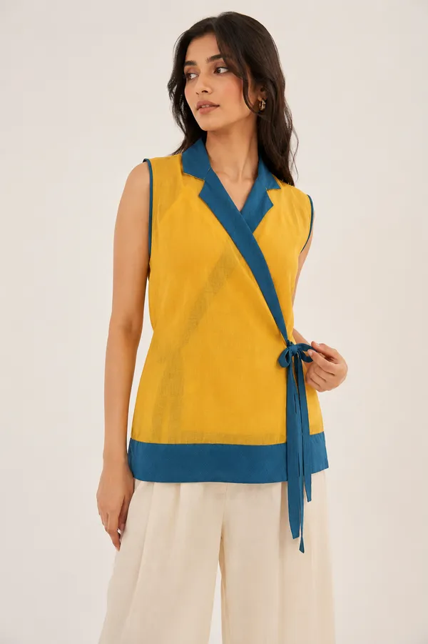 Yellow_Mulmul_Wrap_Top