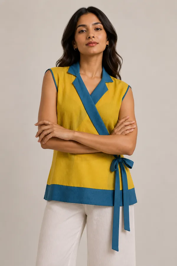 Yellow_Mulmul_Wrap_Top