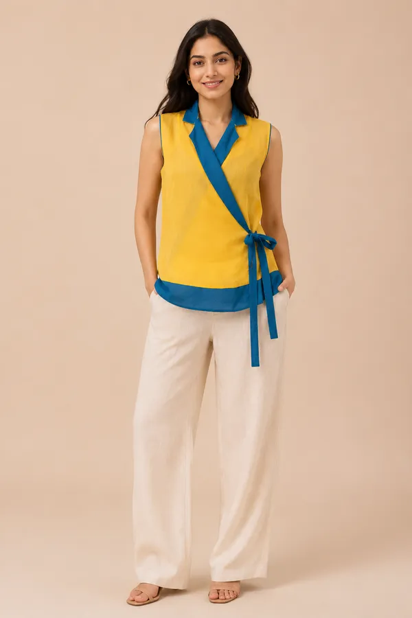 Yellow_Mulmul_Wrap_Top