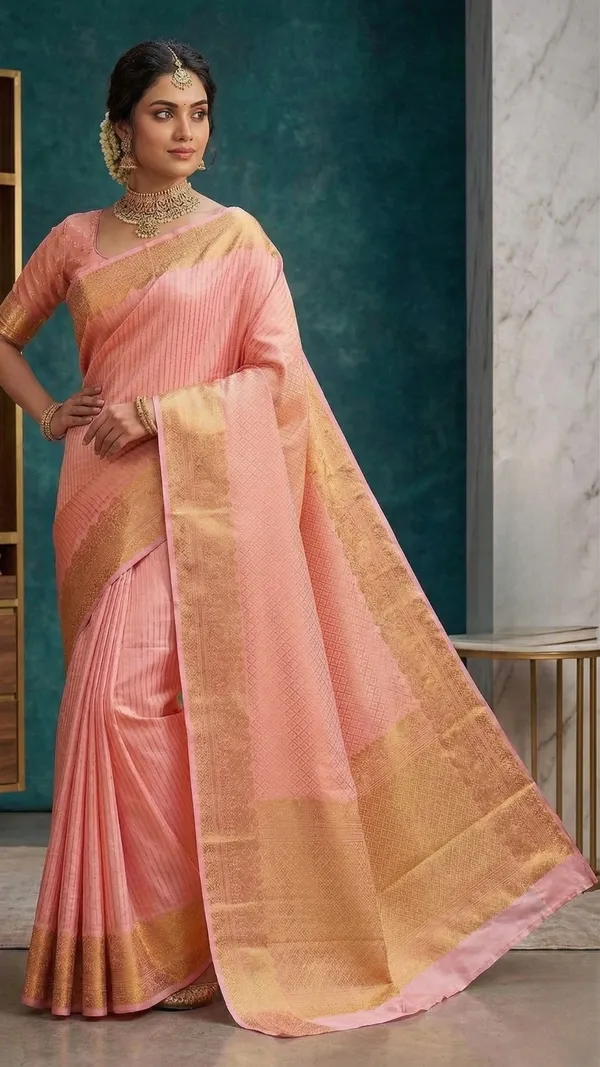 Peach_Gold_Zari_Border_Silk_Saree