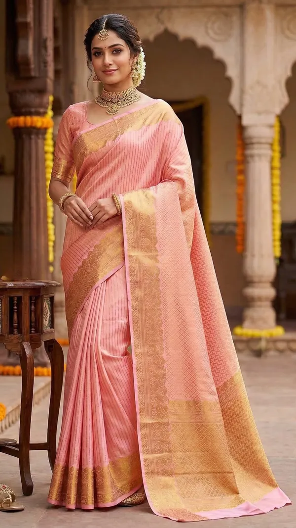 Peach_Gold_Zari_Border_Silk_Saree
