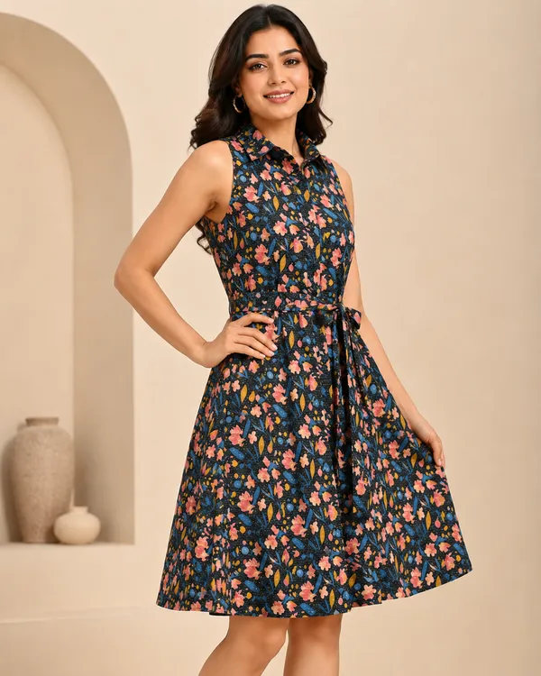 Navy_Blossom_Collared_Zari_Shirt_Dress