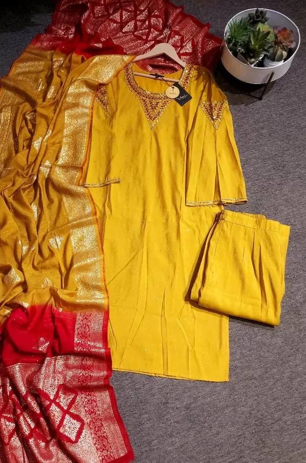 Mustard_Handcrafted_Farsi_Salwar_Suit_Sets_For_Women