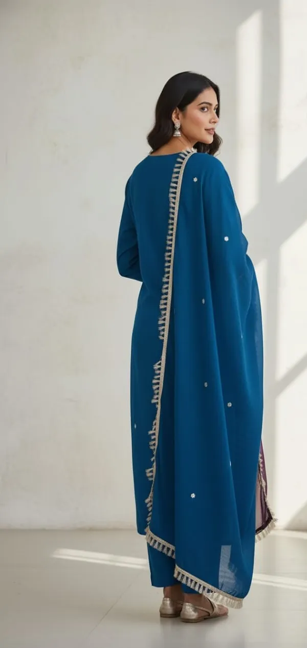 Blue_V_Neck_Handcrafted_Cut_dana_Work_Suit_Sets_For_Women