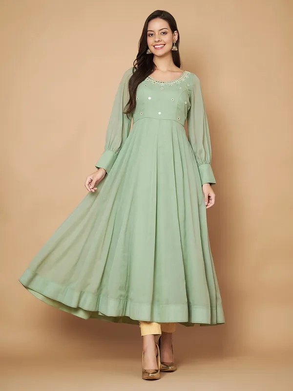 Sea_Green_Printed_Casual_Anarkali_Kurta_For_Women