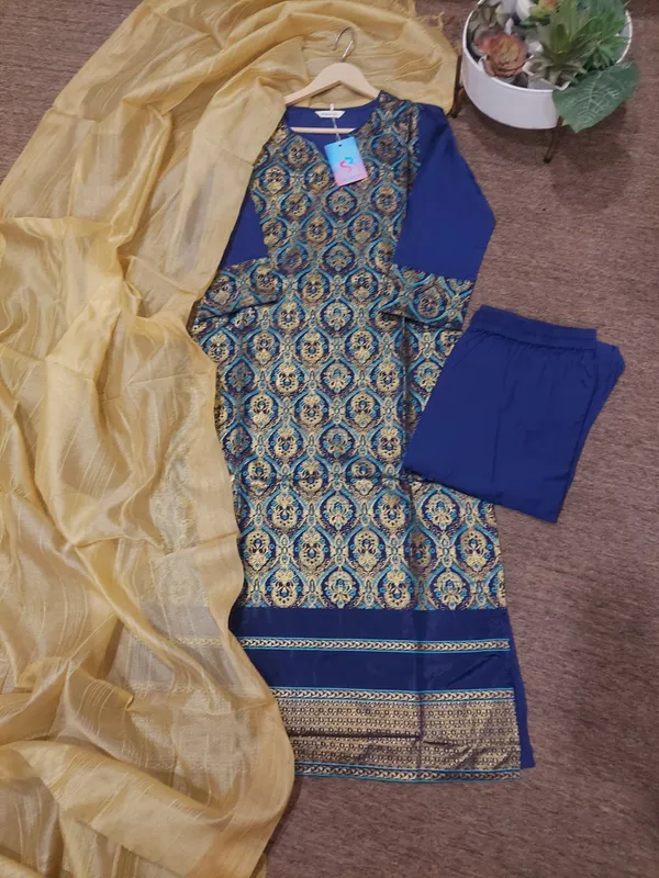 Royal_Blue_&_Gold_Intricate_Patterns_Premium_Cotton_Suit_Set_With_Dupatta_Suit_Set_For_Women