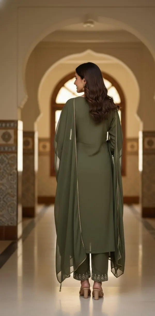Dark_Sage_Green_Thread-Work_Kurta_&_Trouser_Suit_Set_For_Women