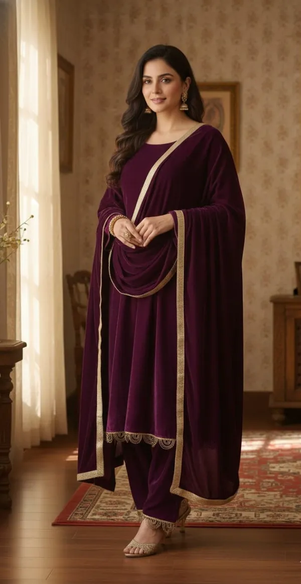 WINTER__PARTYWEAR_HEAVY_SHARARA_SETS_ARRIVED_IN_VELVET_FABRIC