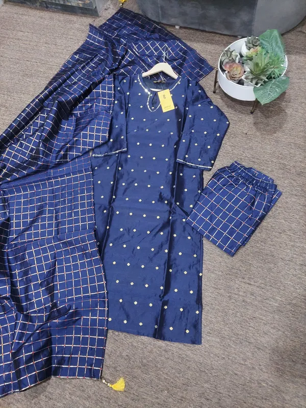 Navy_Blue_With_Golden_Dots_Festive_Zari_Work_Suit_Set_For_Women