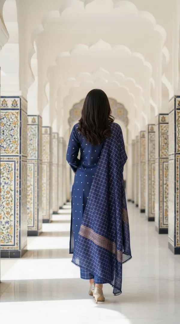 Navy_Blue_With_Golden_Dots_Festive_Zari_Work_Suit_Set_For_Women
