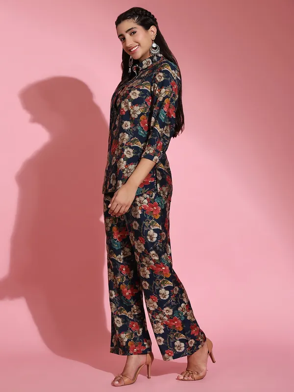 Blue_Elegant_Printed_Two-Piece_Ensemble_Co-Ords_Set_For_Women