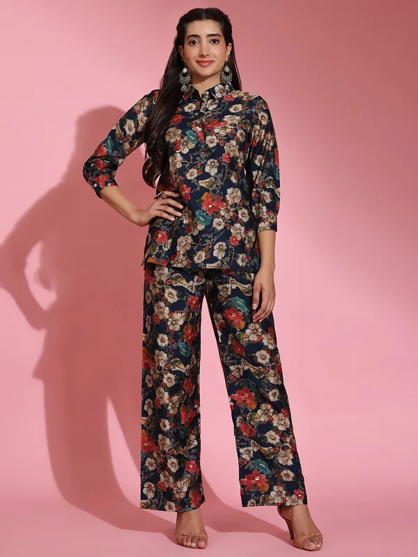 Blue_Elegant_Printed_Two-Piece_Ensemble_Co-Ords_Set_For_Women