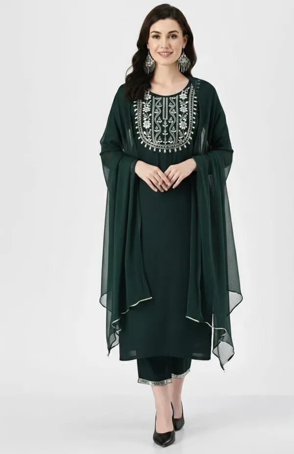 Forest_Green_Hand_block_Printed_Kurta_&_Pant_Set_For_Women