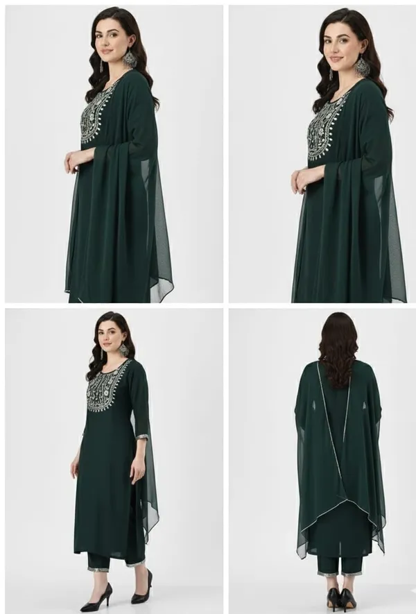 Forest_Green_Hand_block_Printed_Kurta_&_Pant_Set_For_Women