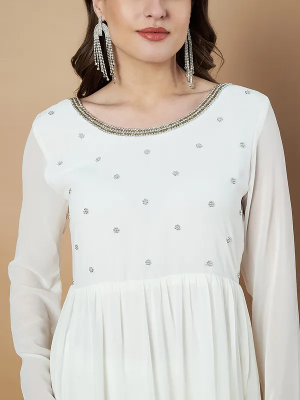 White_Embroidered_Festive_Anarkali_Kurta_For_Women