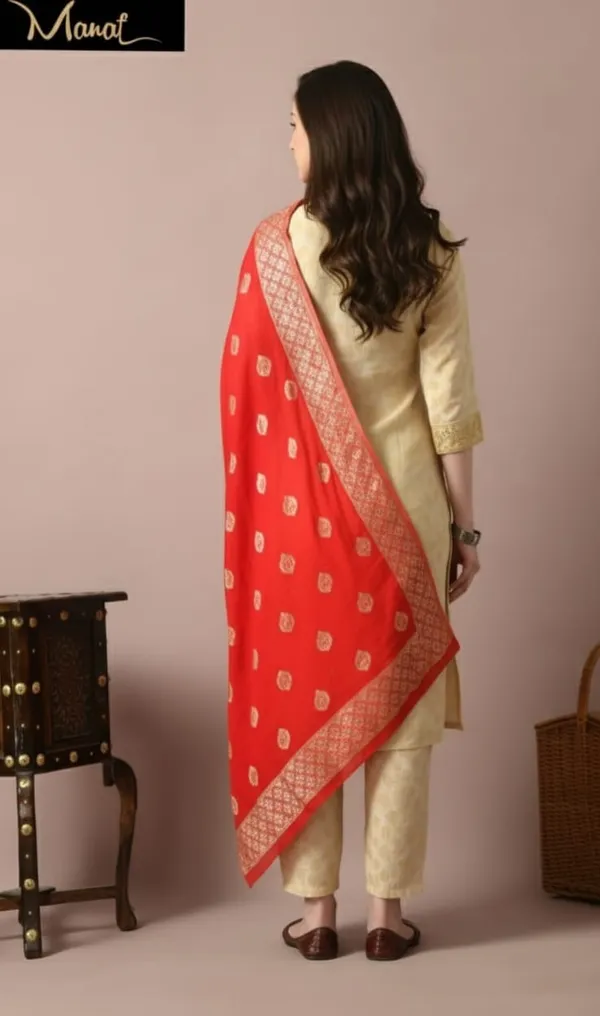 Beige_Suit_Set_With_Banarasi_Dupatta_For_Women