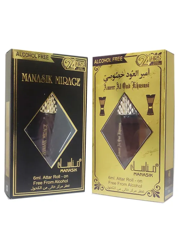MANASIK_Mirage_&_Ameer_Al_Oud_Khususi_Alcohol_Free_Concentrated_Attar_Roll_On_For_Men,_6ml_(Combo_Set)