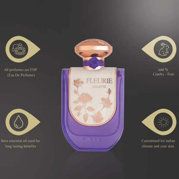 RiiFFS_Fleurie_Violet_Eau_De_Parfum_for_Women_|_Long_Lasting_Perfume_with_Coconut,_Vanilla,_Rose_|_Musk_|_Elegant_Floral_Fragrance_with_Amber_|_Tonka_Bean_|_100ml