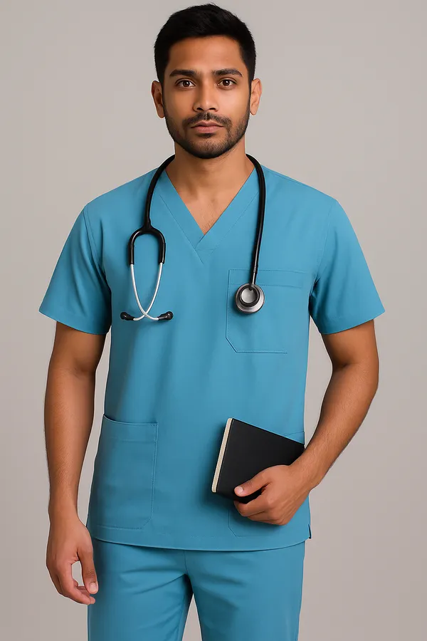 Sky_Blue_Scrub_Suits_|_Polycotton,_Stylish,_Comfortable_|_Half_Sleeves_|_Ideal_For_Health_Care_Professionals