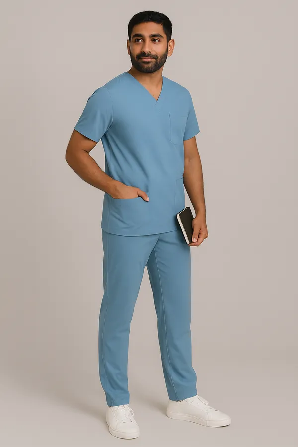 Sky_Blue_Scrub_Suits_|_Polycotton,_Stylish,_Comfortable_|_Half_Sleeves_|_Ideal_For_Health_Care_Professionals