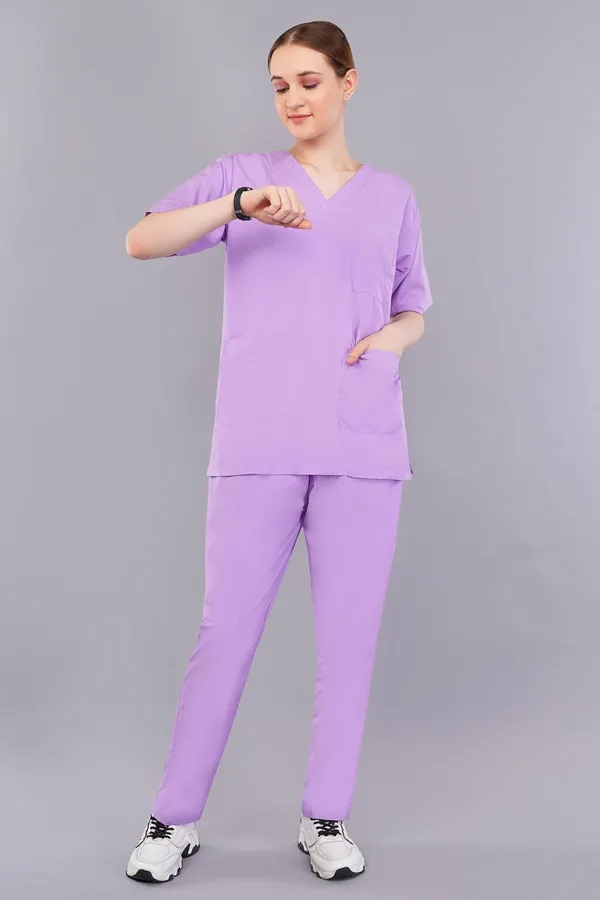 Lilac_Scrub_Suits_|_Polycotton,_Stylish,_Comfortable_|_Half_Sleeves_|_Ideal_For_Health_Care_Professionals