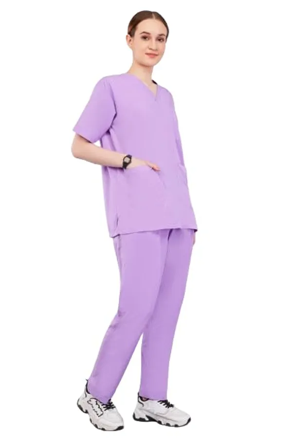 Lilac_Scrub_Suits_|_Polycotton,_Stylish,_Comfortable_|_Half_Sleeves_|_Ideal_For_Health_Care_Professionals