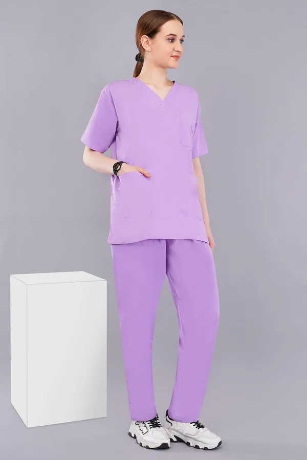 Lilac_Scrub_Suits_|_Polycotton,_Stylish,_Comfortable_|_Half_Sleeves_|_Ideal_For_Health_Care_Professionals