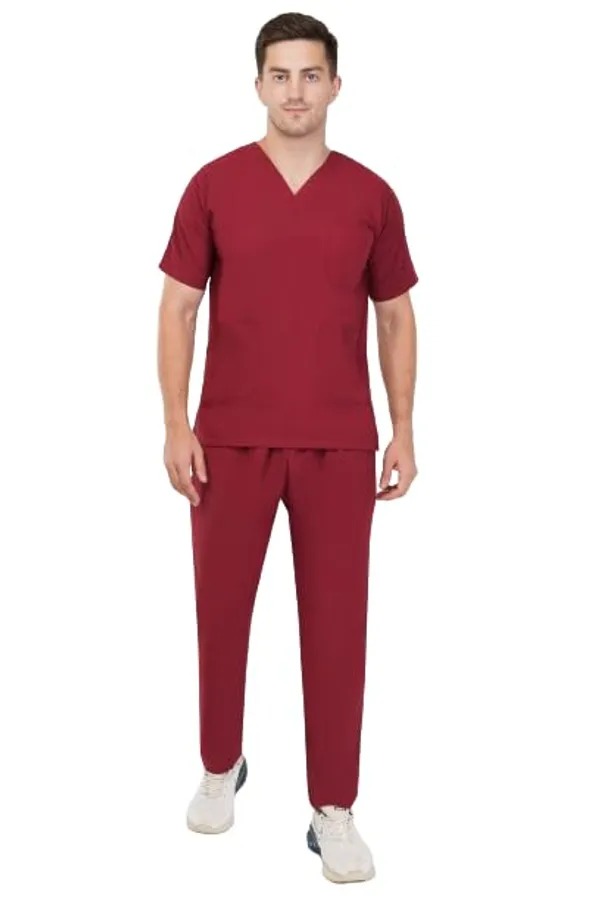 Maroon_Scrub_Suits_|_Polycotton,_Stylish,_Comfortable_|_Half_Sleeves_|_Ideal_For_Health_Care_Professionals