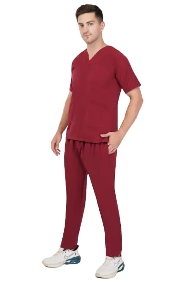 Maroon_Scrub_Suits_|_Polycotton,_Stylish,_Comfortable_|_Half_Sleeves_|_Ideal_For_Health_Care_Professionals