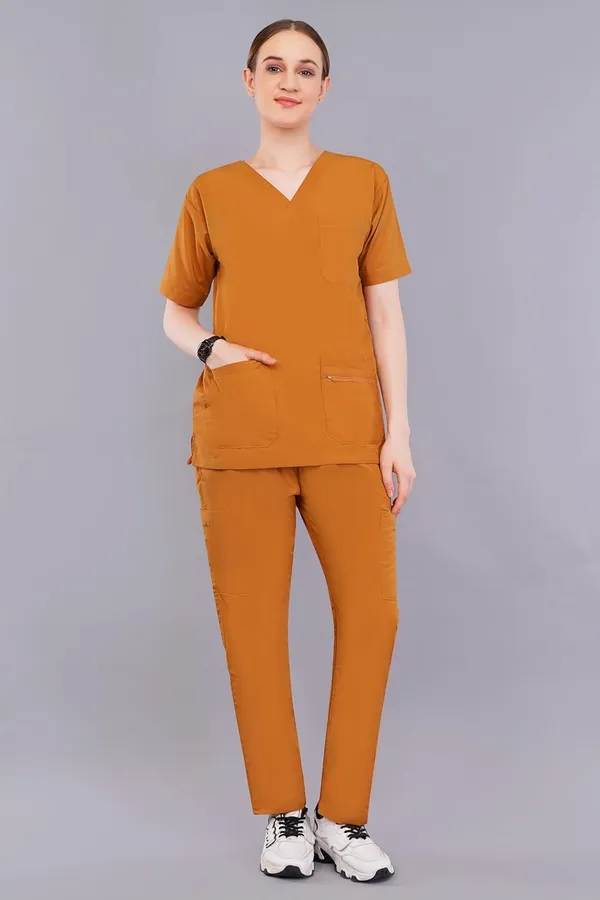 Rust_Scrub_Suits_|_Polycotton,_Stylish,_Comfortable_|_Half_Sleeves_|_Ideal_For_Health_Care_Professionals