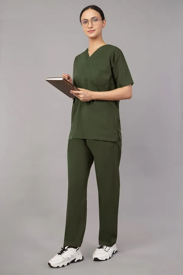 Olive_Green_Scrub_Suits_|_Polycotton,_Stylish,_Comfortable_|_Half_Sleeve_S_|_Ideal_For_Health_Care_Professionals
