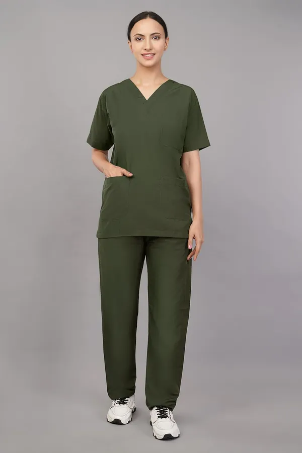 Olive_Green_Scrub_Suits_|_Polycotton,_Stylish,_Comfortable_|_Half_Sleeve_S_|_Ideal_For_Health_Care_Professionals