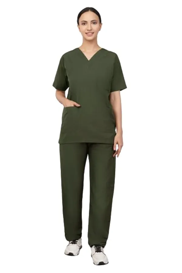 Olive_Green_Scrub_Suits_|_Polycotton,_Stylish,_Comfortable_|_Half_Sleeve_S_|_Ideal_For_Health_Care_Professionals