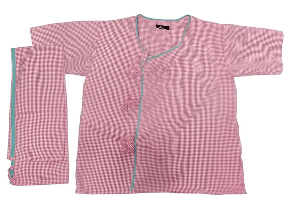 Pink_Hospital_Patient_Kurta_Pajama_Set_|_Pink_Checkered_Cotton_|_V-Neck_With_Tie-Up_|_Front_Open