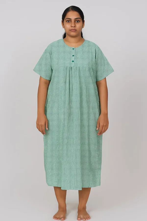 Green_Patient_Gown_(Maxi)_|_Green_Checkered_Cotton