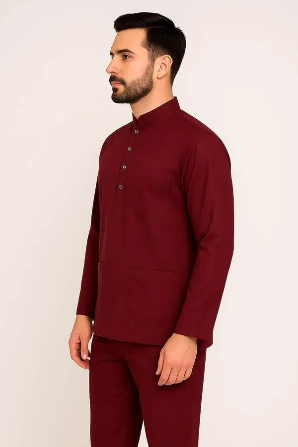 Maroon_Premium_Full_Sleeve_Scrub_Set_|_Unisex_|_Doctor_&_Medical_Uniform_For_Men_|_Hospital_&_Clinic_Wear