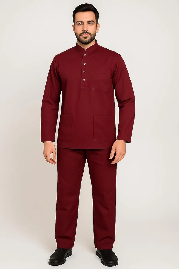 Maroon_Premium_Full_Sleeve_Scrub_Set_|_Unisex_|_Doctor_&_Medical_Uniform_For_Men_|_Hospital_&_Clinic_Wear