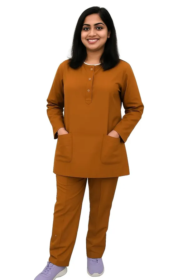 Rust_Unisex_Premium_|_Full_Sleeve_Scrub_Set_|_Round_Neck_|_Doctor_&_Medical_Uniform_|_Hospital_&_Clinic_Wear