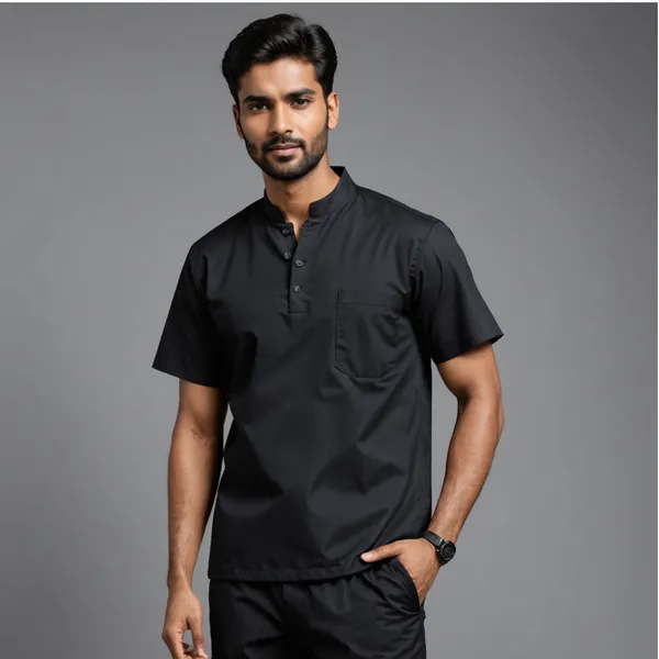 Black_Premium_Scrub_Suits_|_Unisex_|_Mandarian_Collar_|_Polycotton,_Stylish,_Comfortable_|_Ideal_For_Health_care_Professionals_|_Sizes_S-2XL