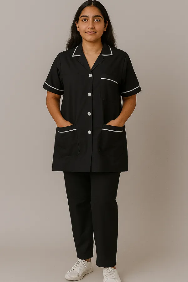 Black_Staff_Dress_|_Female_|_Polycotton,_Stylish,_Comfortable_|_Half_Sleeves_|_Ideal_For_Health_care_Professionals_|_Sizes_S_-_XXL