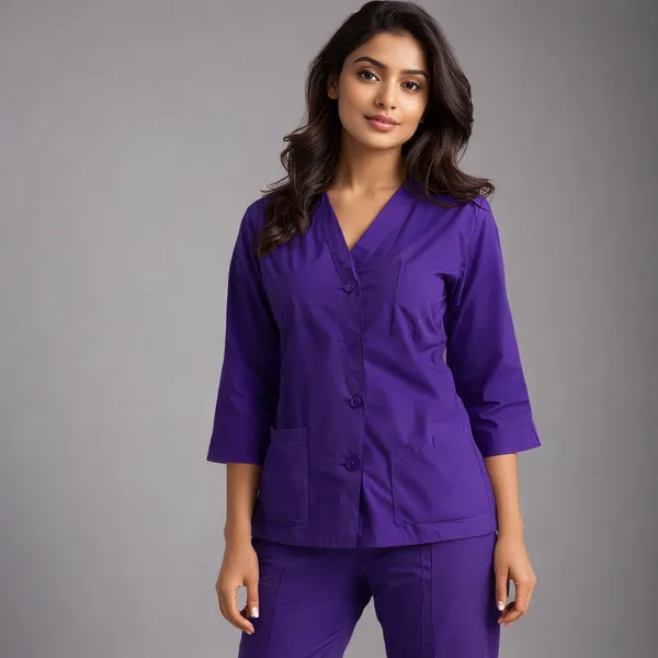 Elite_Purple_Medical_Scrub_Set_for_Women_SPUN_Fabric_|_Comfortable_|_V-Neck_Top_&_Touser_|_Soft_Breathable_Fabric,_Professional_Workwear