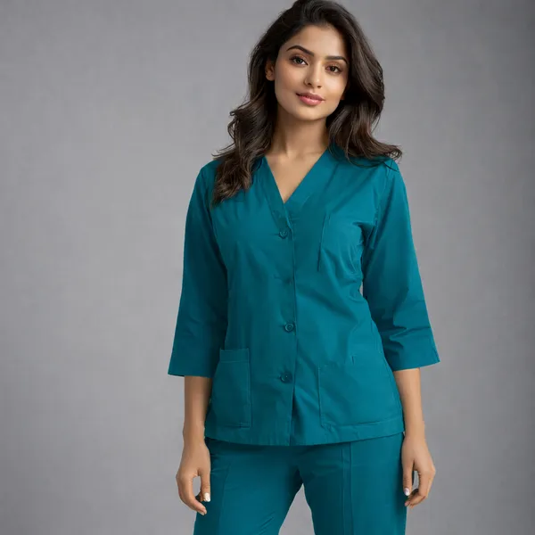Elite_Teel_Blue_Medical_Scrub_Set_for_Women_SPUN_Fabric_|_Comfortable_|_V-Neck_Top_&_Touser_|_Soft_Breathable_Fabric,_Professional_Workwear